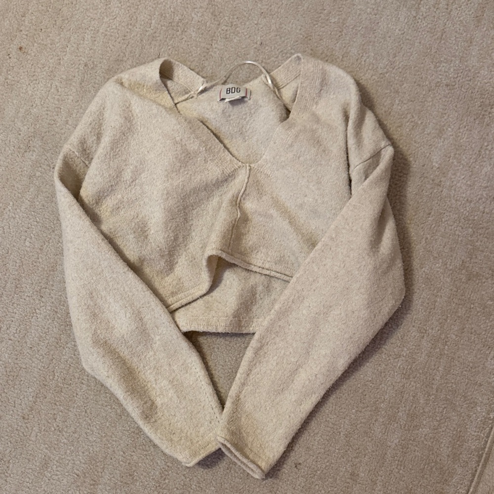 BDG Cream V-Neck Sweater